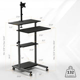 Mount-It! Mobile Computer Cart with Monitor Mount for Screen up to 32", Portable Desk on Wheels, Rolling Laptop Stand Teachers, Office, Classroom, Rise up to 53", Projector, Podium, Keyboard Tray Mount-It!