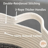 Little Hippo Baskets XXXL Large Cotton Rope 22"x22"x14" Storage Woven Blanket Living Room Toy Basket for Organizing, Baby Gift, Kids Organizer Little Hippo