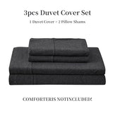 PURE ERA Jersey Knit Duvet Cover Set 100% T-Shirt Cotton Super Soft Comfy 3pc Bedding Set with Zipper Closure (Heather Charcoal Grey, Queen) PURE ERA