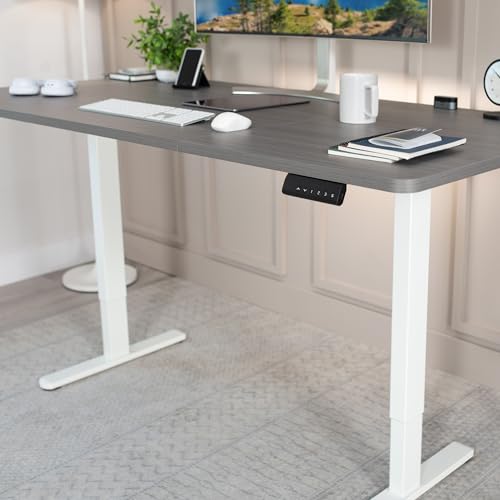 VIVO Electric Stand Up Desk Frame, DIY Workstation, Frame Only, Dual Motor Ergonomic Standing Height Adjustable Base with Memory Controller, White, VIVO