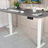 VIVO Electric Stand Up Desk Frame, DIY Workstation, Frame Only, Dual Motor Ergonomic Standing Height Adjustable Base with Memory Controller, White, VIVO