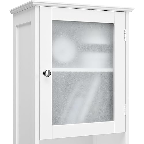 Yaheetech 67" Tall White Bathroom Storage Cabinet with Glass Door and Adjustable Shelves Yaheetech