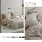 Simple&Opulence 100% Linen Duvet Cover Set, 3 PCS Natural French Flax Ruffle Duvet Cover Full Size, Breathable Comfy Linen Bedding Comforter Cover with 2 Pillowcases (Natural Linen, 78"X 86") Simple&Opulence
