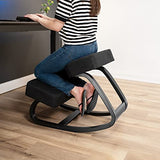 DRAGONN by VIVO Wooden Rocking Kneeling Chair, Ergonomic Rocker Stool for Home and Office, Angled Posture Seat, Black Frame, Black Cushions, DN-CH-K04RB DRAGONN