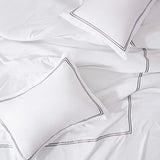 SLEEP ZONE Luxury Hotel Bedding Comforter Set 3-Piece Machine Washable, Lightweight Down Alternative Duvet Insert with Embroidered Stripes, King (106" x 95"), Grey Strips SLEEP ZONE