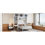 Harper & Bright Designs Queen Size Murphy Bed with Desk, Storage Cabinet & Shelves, Foldable Wooden Wall Bed, Space-Saving, White Harper & Bright Designs