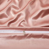 Manyshofu 6Pcs Rose Gold Duvet Cover Set Queen Size - Satin Fitted Sheet & Pillowcases, Silky Duvet Cover Manyshofu