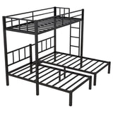Twin Size Bunk Bed, Metal Triple Bed, Twin XL Bunk Beds for 3, Detachable Triple Bunk Bed for Kids & Teens, Black Bellemave