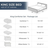 HEVUMYI King Comforter Set - 7-Piece All Season Bed in a Bag King, Ultra Soft Bedding Set with Comforter, Flat Sheet, Fitted Sheet, Pillowcases, Pillow Shams, Dark Grey HEVUMYI