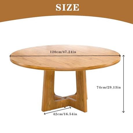 47-Inch Round Conference Table Wooden Wood Base, Modern Wooden Conference Table for 4-6 People, Easy Assembly Boardroom Table (Natural) TMGSK