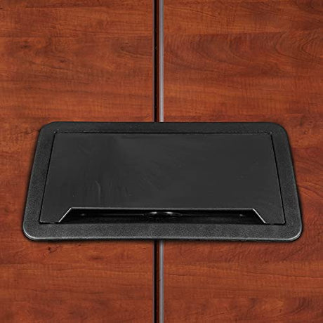Regency Array 96" Conference Table with Built-in Power & Data Grommet – Modern Tapered Leg Design, Cable Management, Meeting & Boardroom Table Seats 4-8 People (Cherry, Black) Regency