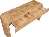 Meridian Furniture 269-S Cresthill Collection Mid-Century Modern Console Table with Ash Burl Wood, Natural Ash Finish, Curved Art Deco Design, 54" W x 14" D x 30" H, Natural Meridian Furniture