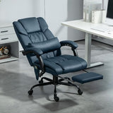 Vinsetto High Back Massage Office Chair with 6 Vibration Points, PU Leather Reclining Computer Chair, Ergonomic Desk Chair with Footrest Adjustable Height and Remote, Blue Vinsetto