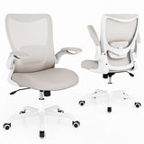 MUXX.STIL Office Chair, Ergonomic Desk Chair with Adjustable Lumbar Support and Flip up Armrest, Breathable Mesh Computer Chair for Home Office, Khaki MUXX.STIL