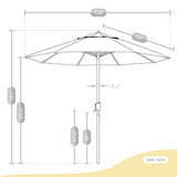 California Umbrella 9' Round Aluminum Market Umbrella, Crank Lift, Auto Tilt, Bronze Pole, Hunter Green Olefin California Umbrella