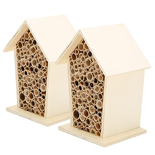 Wooden Insect House for The Garden Decoration, Hanging Bee Habitats Natural Beehive Shelter Nests Boxes Room Butterflys Feeder Hotel Unique Gardening Gifts for Ladybirds Beneficial Outdoor Tiiyee