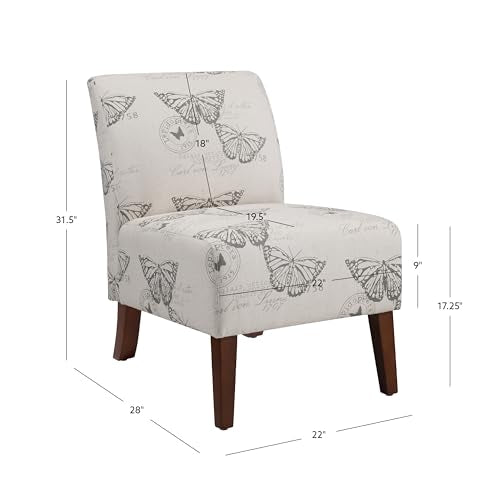 Linon Butterfly, Dark Espresso Linen Lily Chair, 21.5" W x 29.5" D x 31.5" H Linon