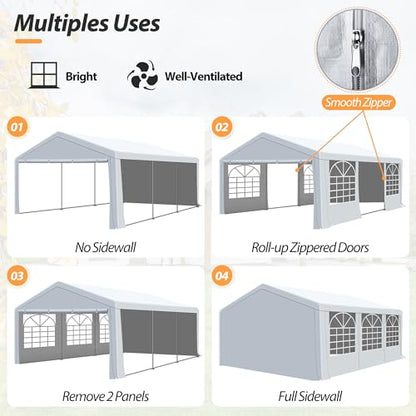 Raysfung 20 x 20Ft Party Tent Heavy Duty, Outdoor Wedding Tent with Removable Sidewalls, Event Gazebo Shelters Canopy for Party