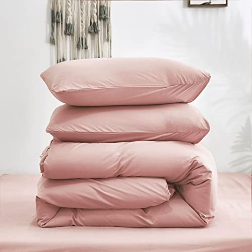 Cottonight Pink Comforter Set Twin Blush Pink Bedding Set Full Pale Pink Quilts Blanket Solid Color Soft Breathable Dusty Rose Comforter Set for Women Girls Twin Bed Cottonight