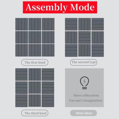Deck Tiles, 44-Pack Patio Deck Tiles, 11.8" x 11.8" Square Waterproof Outdoor All-Weather Use for Balcony Backyard Patio Deck Tiles (Gray 44-Pack) Kang Share