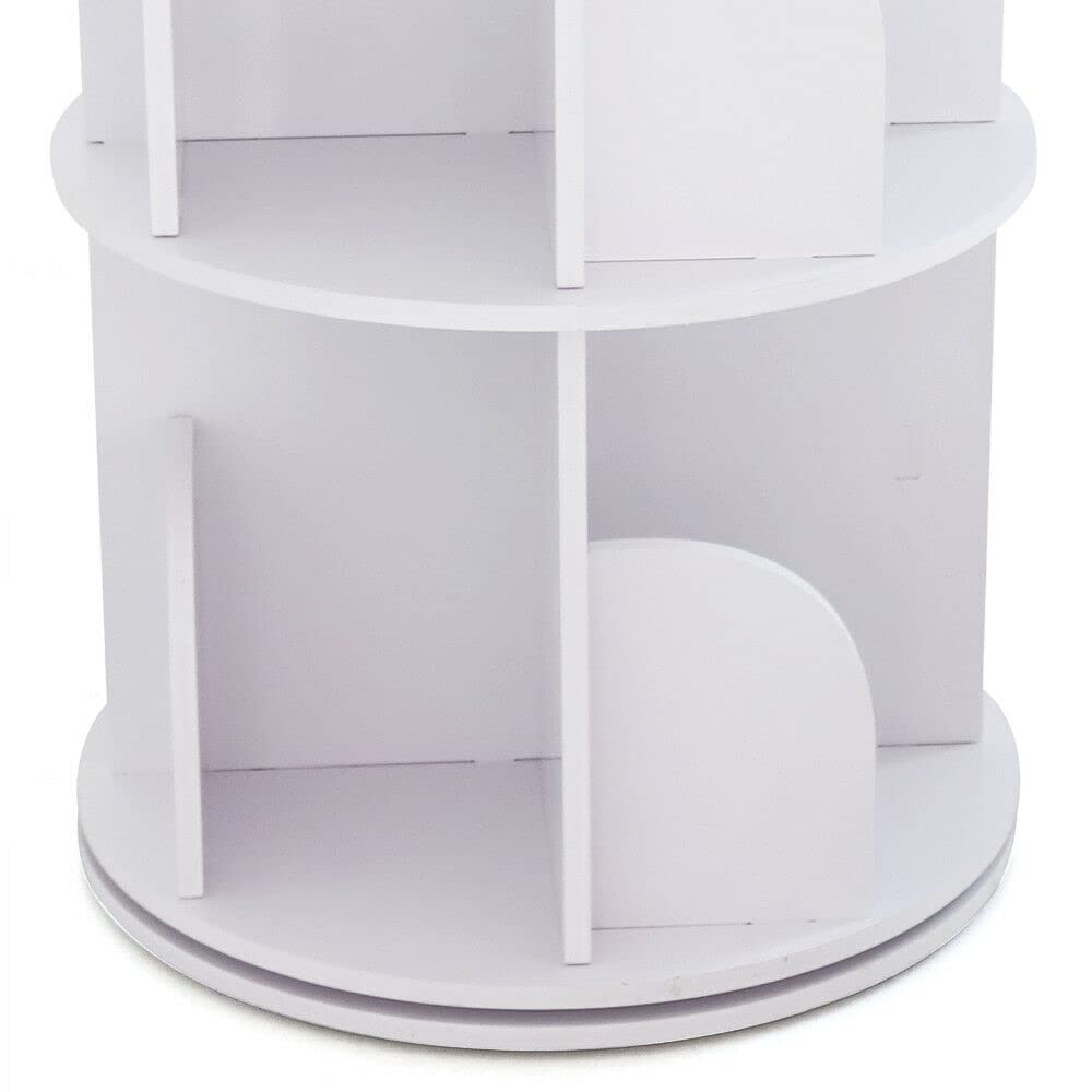 BJTDLLX 360° Rotating White Bookshelf, 2-Tier Freestanding Storage for Home & Office - WoodArtSupply