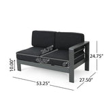 Merax Outdoor Aluminum 4-Person Patio Sectional Conversation Sofa Set, L-Shaped Outdoor Sectional Sofa with Cushions for Patios, Poolsides, Gardens, Dark Grey Merax