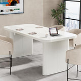 Tribesigns 5 ft Conference Table, Modern Rectangular Meeting Seminar Table with Double Pedestal, 62-Inch Large Boardroom Table for Office (White) Tribesigns