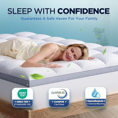 Premium Memory Foam Mattress Topper King for Ultra Comfort, 2 Inch Plush Pillow Top King Mattress Topper with Breathable Air Mesh Sides, Soft Mattress Pad Cover with Deep Pocket Fits 6-21" Mattress Biteany
