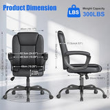 Keratee Executive Office Chair, Leather Desk Computer Chair with Padded Armrests, Mid-Back Swivel Adjustable Ergonomic Design for Home Office, 1PC, Black Keratee
