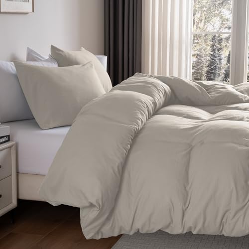 Soft Washed Duvet Cover Set Twin / Twin XL Size, Prewashed Microfiber Cotton-Like Bedding Set, Duvet Cover 68x90 with Button Closure & Pillow Sham for All Seasons,Comforter Not Included (Linen) Ranunculus