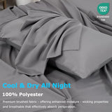 Popfavor Deep Pocket King Fitted Sheet with Straps - Fits Mattresses Up to 21" Thick - 3 Piece Bed Sheets - Moisture Wicking, Cooling & Soft Fitted Sheet & Pillow Cases (Grey) Popfavor