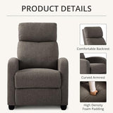 zzlay Recliner Chair for Living Room, Modern Adjustable Home Theater Seating Single Sofa Manual Push Back Armchair with Soft Linen Upholstery & High Backrest for Small Spaces, Linen-Gray