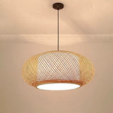 OUKANING 23.5" Bamboo Rattan Ceiling Pendant Light Retro Lantern Hanging Light Fixture, Rustic Woven Light Fixture Creative Decoration Art Lighting for Restaurant, Bedroom, Balcony OUKANING