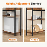 DUMOS L Shaped Desk Corner Computer Table 47 Inch, L-Shaped Gaming Desks with Storage Shelf Reversible, Wood Tables with Side Bag Adjustable Feet for 2 Monitors Small Space Home Office Bedroom, Brown DUMOS