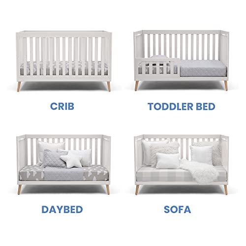 Delta Children Essex 4-in-1 Convertible Baby Crib, Bianca White with Natural Legs - WoodArtSupply