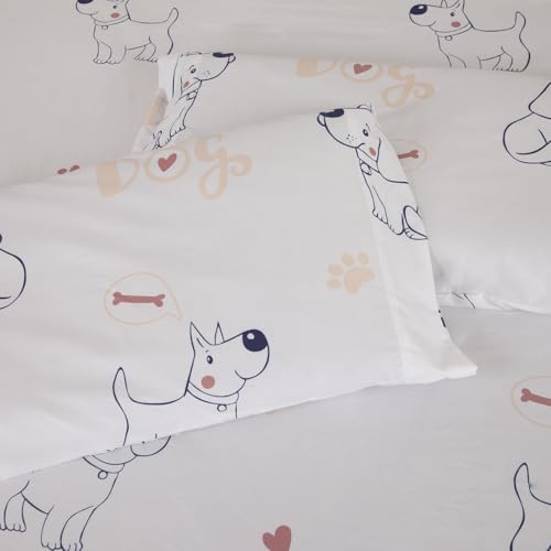 Comfy Deal Hight Thread Count Super Soft Microfiber Kid Breathable Bed Sheet Set with Pillowcase, Flat and Fitted Sheet (Twin, My Dog) Comfy Deal
