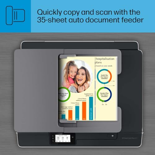 HP Smart -Tank Plus 651 Wireless All-in-One Ink -Tank Printer, up to 2 Years of Ink in Bottles, Auto Document Feeder, Mobile Print, Scan, Copy, Works with Alexa (7XV38A) HP