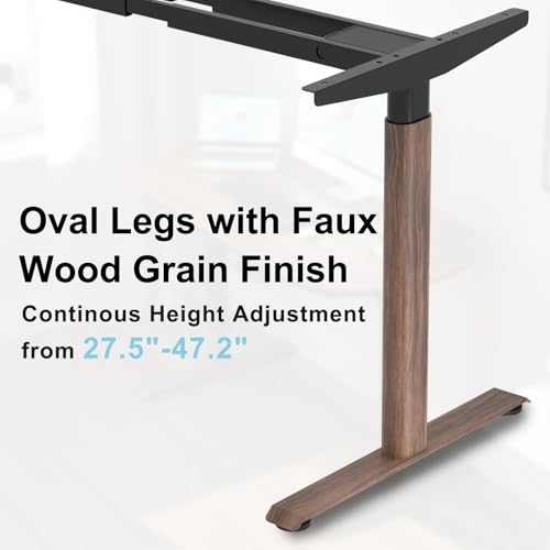 ERGO COLLECT Dual Motor Standing Desk Frame with Oval Legs, Electric Adjustable Sit Stand Desk Base for up to 70.8"x31.5" Table Tops, Sturdy Computer Desk Frame for Home Office Workstation (Walnut) ERGO COLLECT