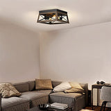 DEWENWILS Farmhouse Ceiling Light Fixture, Metal Flush Mount Ceiling Light with Wood Grain Finish, 2-Lights Ceiling Lamp for for Hallway, Entryway, Kitchen, Foyer DEWENWILS