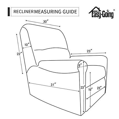 Easy-Going 4 Pieces Microfiber Stretch Recliner Slipcover – Spandex Soft Fitted Sofa Couch Cover, Washable Furniture Protector with Elastic Bottom for Kids, Pet(Recliner, Dark Gray)