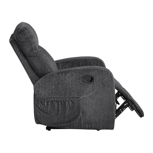 Lexicon Manual Recliner Chair, Textured Microfiber Reclining Chair, Wall Hugger, Track Arms, Magazine Pockets, Manual Recliner for Living Room/Office/Apartment, Easy Assembly, Dark Gray