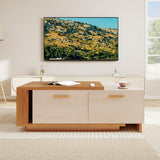 Aivermeil 42"- 65" Extendable Coffee Table with Storage, Reversible Wood Coffee Table with 2 Drawers, Two-Tone Large Adjustable Center Table for Living Room, Office (Walnut B) Aivermeil