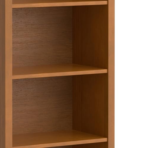 SIMPLIHOME Warm Shaker SOLID WOOD Transitional 5 Shelf Bookcase for The Living, Study Room and Office, 26 inch, Light Golden Brown - WoodArtSupply