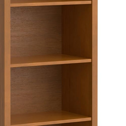 SIMPLIHOME Warm Shaker SOLID WOOD Transitional 5 Shelf Bookcase for The Living, Study Room and Office, 26 inch, Light Golden Brown - WoodArtSupply