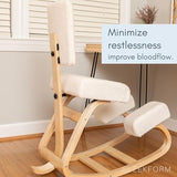 Sleekform East Austin Ergonomic Kneeling Chair with Back Support - Boucle and Wood Ergo Stool for Desk - Best Ergonomic Kneeling Office Chair for Posture and Leg Circulation Sleekform
