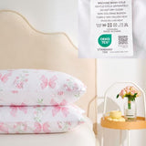 Jolusere Floral Duvet Cover Queen Pink Bow Bedding Set for Girls Kids, Princess Style Bowknot Flower Design, Coquette Duvet Cover Set 3 Pieces, 2 Pillowcases, 100% Microfiber Jolusere
