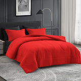 Maple&Stone Twin Comforter Set 5 Pieces Bed in a Bag - Down Alternative Bed Set with Sheets, Pillowcase & Sham, Soft Reversible Duvet Insert for Twin Bed, Black and Red Maple&Stone