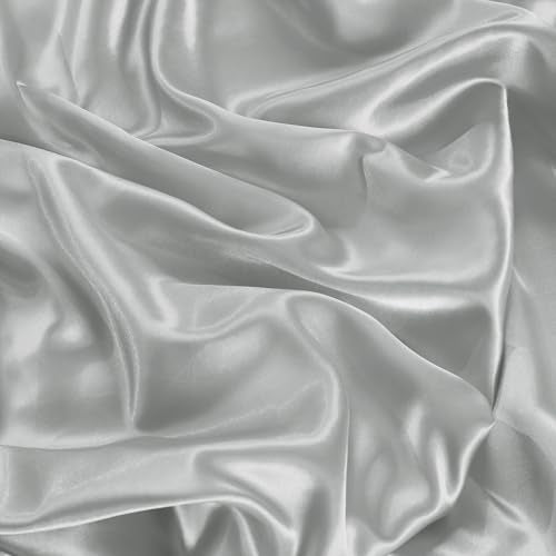 Manyshofu 4Pcs Half Split Flex Head King Sheets Sets for Adjustable Bed, Satin Split King Bed Sheets Silky Grey Satin Sheets Top Flex Sheet - Cooling Sheet Set with 14-16 Inch Deep Pockets Manyshofu