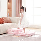 Givjoy Foldable Floor Mattress for Kids, Glow in The Dark Pink Moon Toddler Washable Tri Folding Floor Mat for Nap Daycare, Child Trifold Futon Sofa Bed with Storage Bag for Playroom Girls and Boys Givjoy