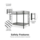 DHP Full Over Full Metal Bunk Bed, Black, Space-Saving Kids Furniture, Sturdy Frame, Guard Rails, Integrated Ladder DHP